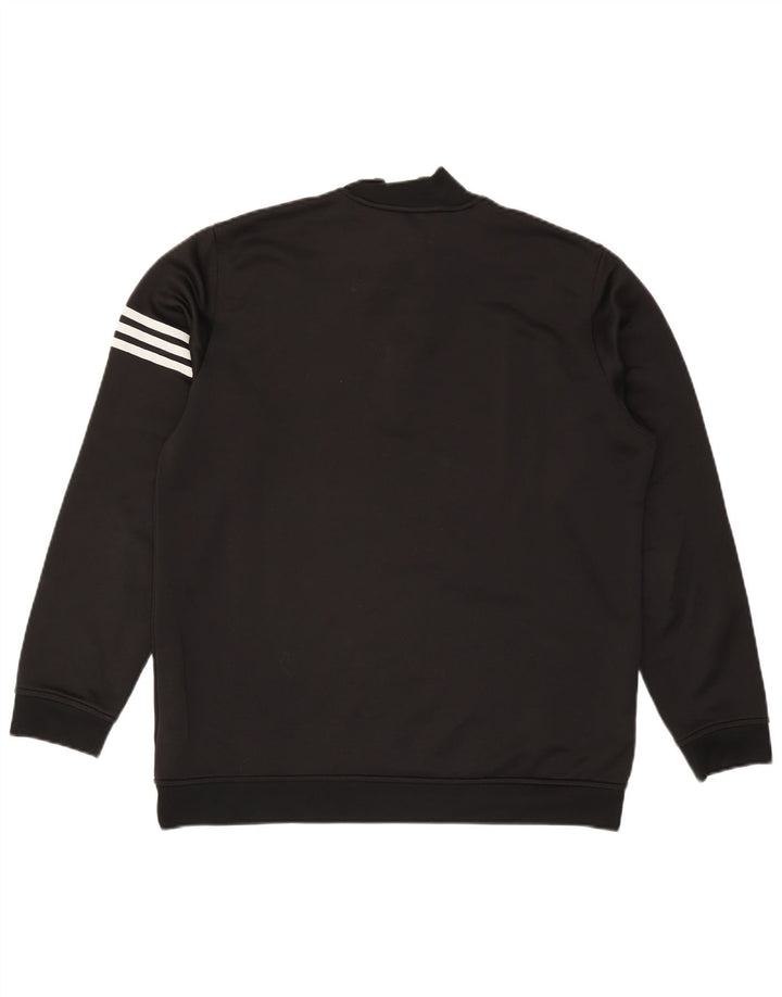 Felpa ADIDAS da uomo Climalite con zip e collo, grande, in poliestere nero