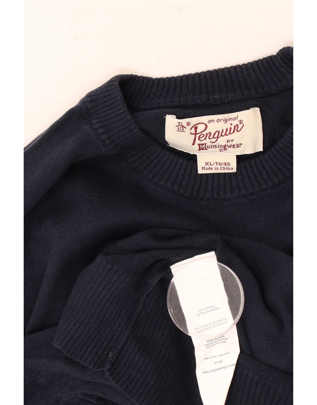 Maglione da uomo girocollo Penguin XL in cotone blu navy