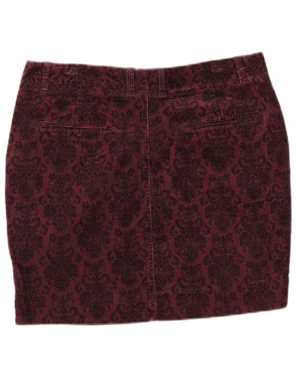 Gonna in velluto a coste da donna Marks & Spencer UK 14 Large W33 Borgogna floreale