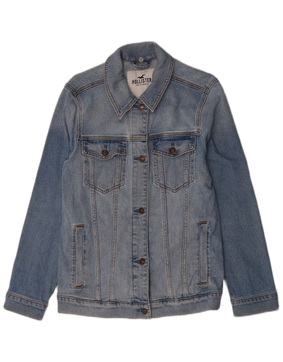 HOLLISTER Womens Denim Jacket UK 14 Medium Blue Cotton