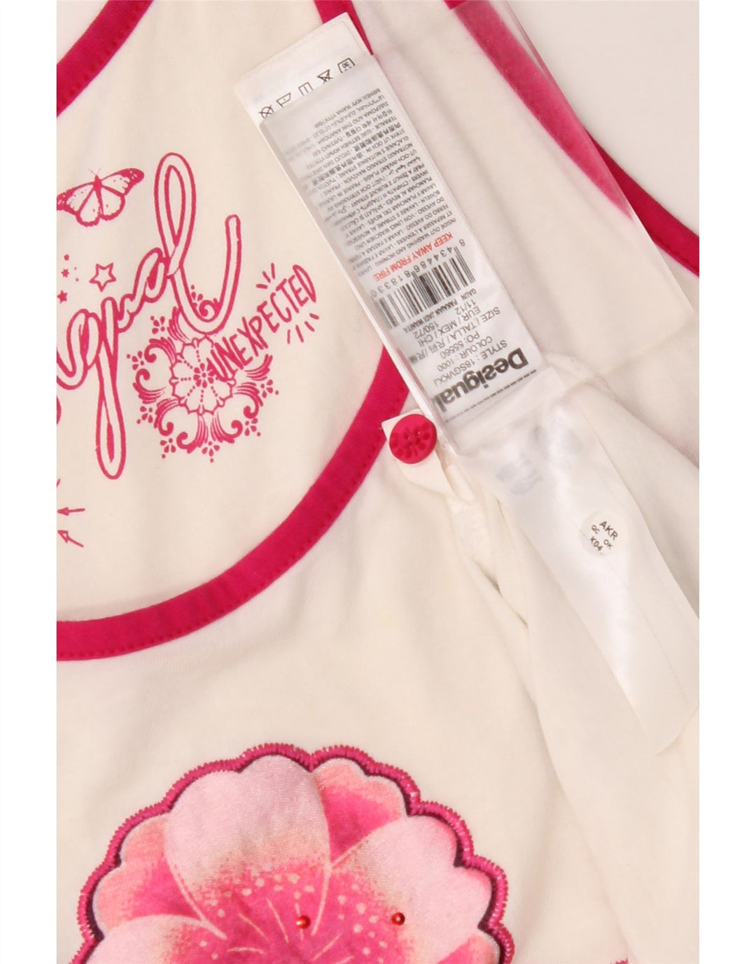 DESIGUAL Abito tunica senza maniche con grafica per ragazze 11-12 anni floreale bianco