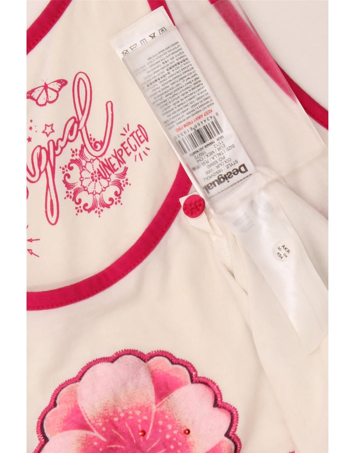 DESIGUAL Abito tunica senza maniche con grafica per ragazze 11-12 anni floreale bianco