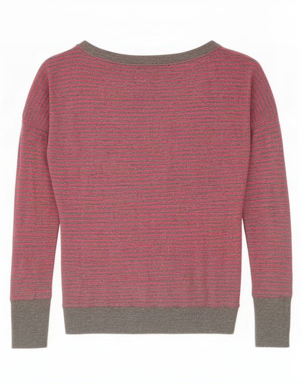 Maglione maglione oversize da donna con scollo a barca Superdry UK 6 XS a righe rosa