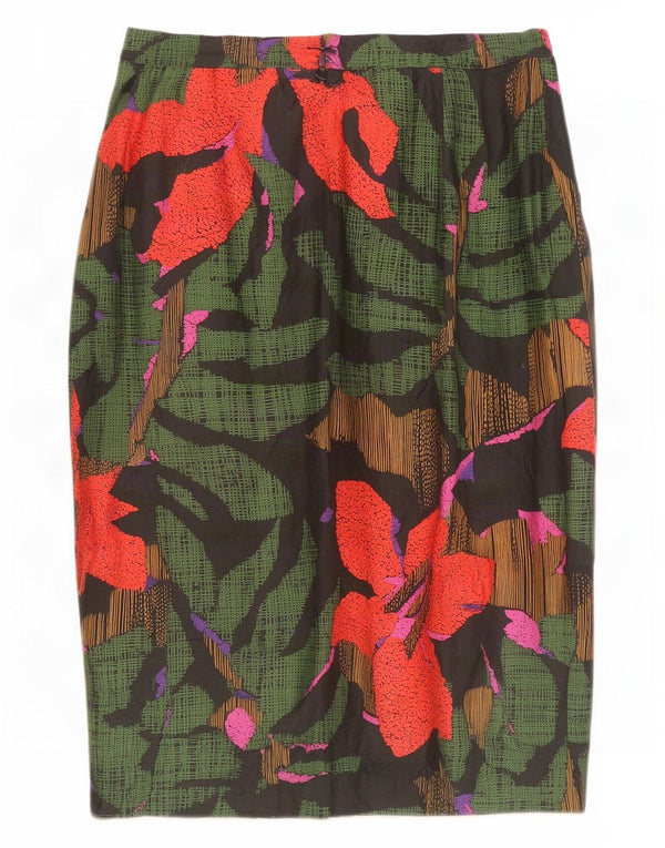 Gonna dritta da donna vintage W24 XS floreale multicolore