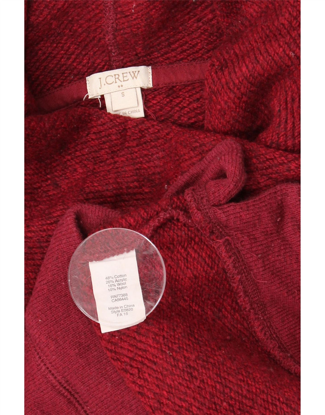 J. Crew - Felpa con collo alto da donna, maglione, UK 10, piccolo, in cotone bordeaux