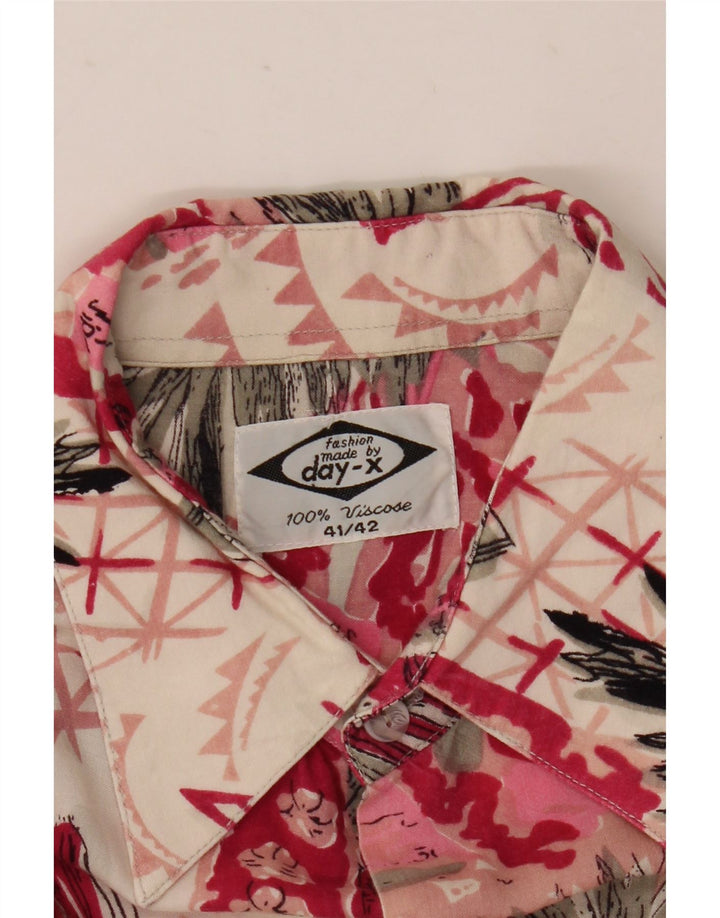 Camicia a maniche corte da uomo Day-X taglia 41/42 grande in viscosa patchwork rosa