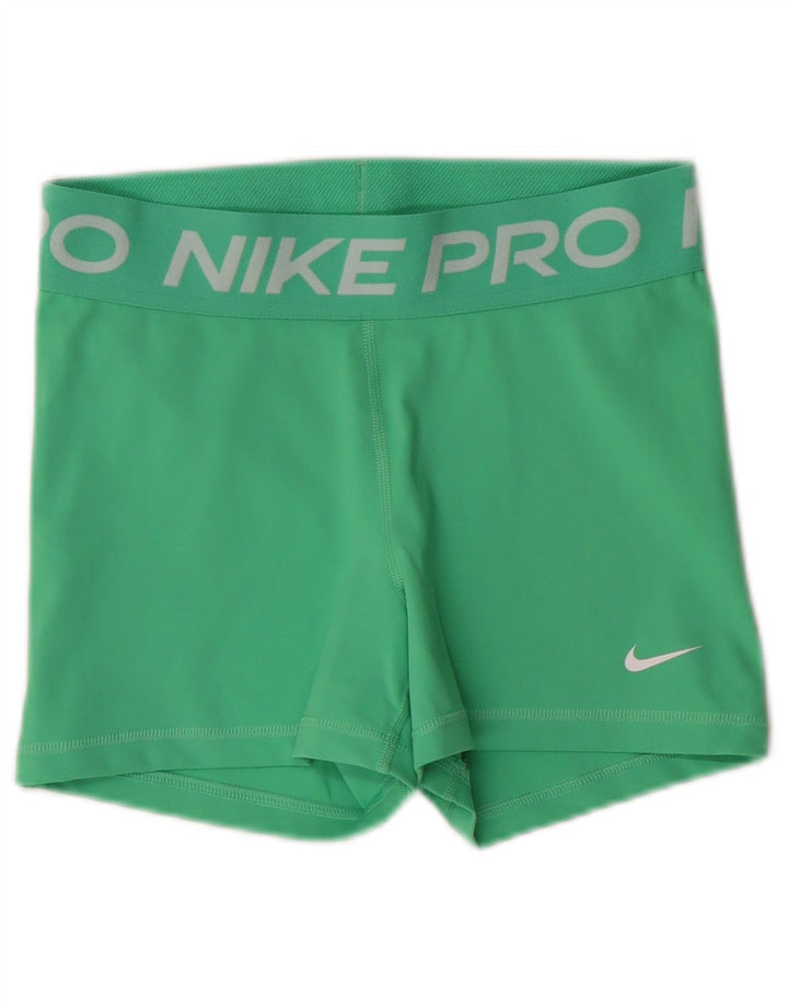Pantaloncini sportivi grafici NIKE Dri Fit da donna UK 8 piccoli poliestere verde