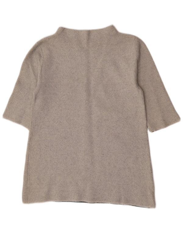 Maglione maglione collo alto a maniche corte da donna Toast UK 14 Lana grigio medio