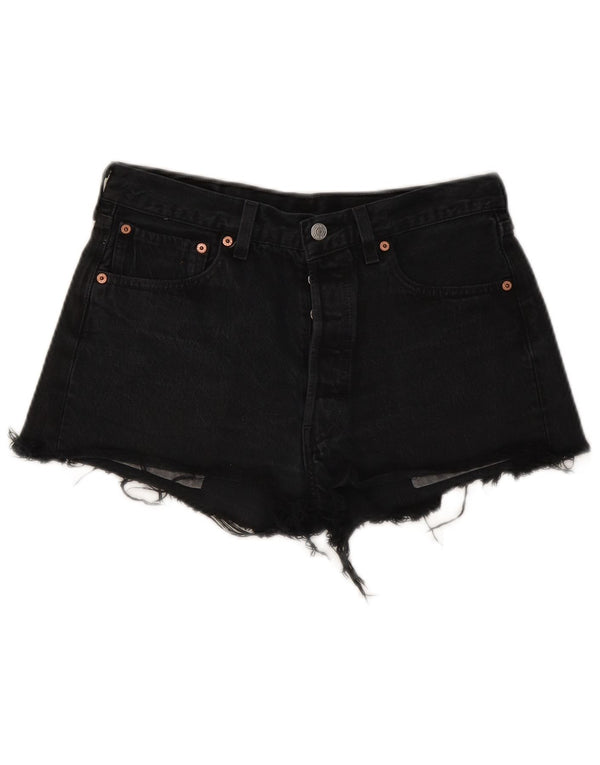 Pantaloncini di jeans a vita alta Levi's 501 da donna W33 grandi neri