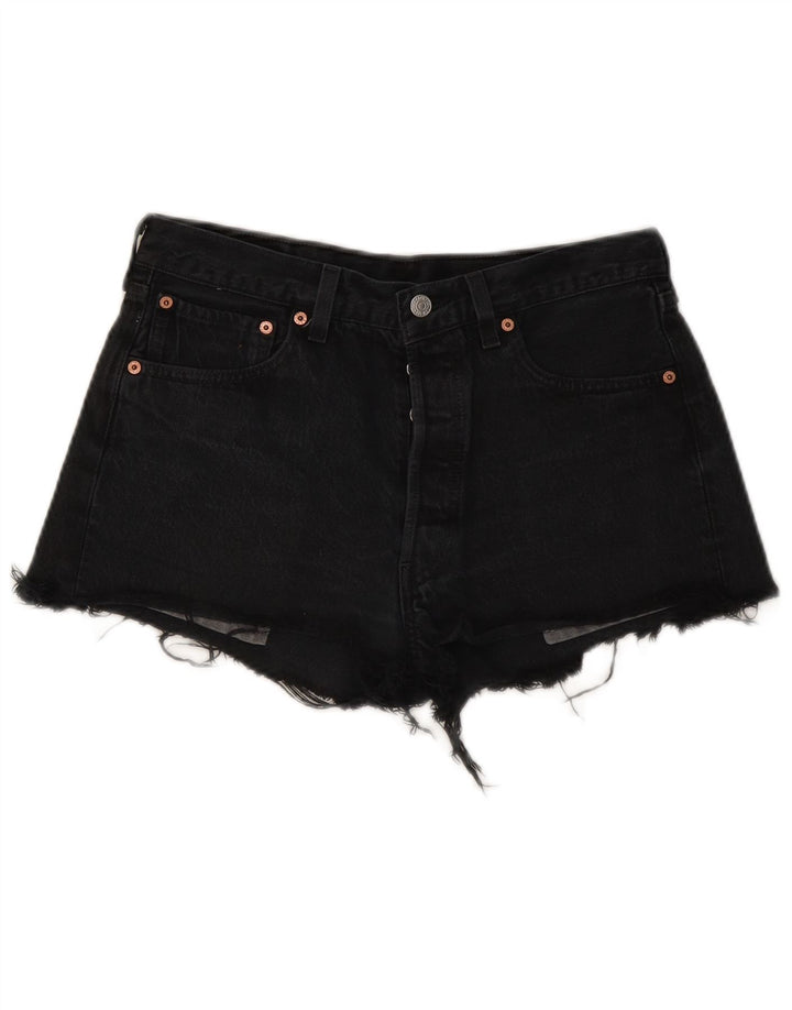 Pantaloncini di jeans a vita alta Levi's 501 da donna W33 grandi neri