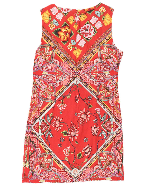 Desigual Abito tubino senza maniche da donna EU 44 XL Lino floreale rosso