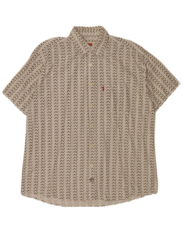 Camicia a maniche corte da uomo Levi's 2XL cotone geometrico bianco
