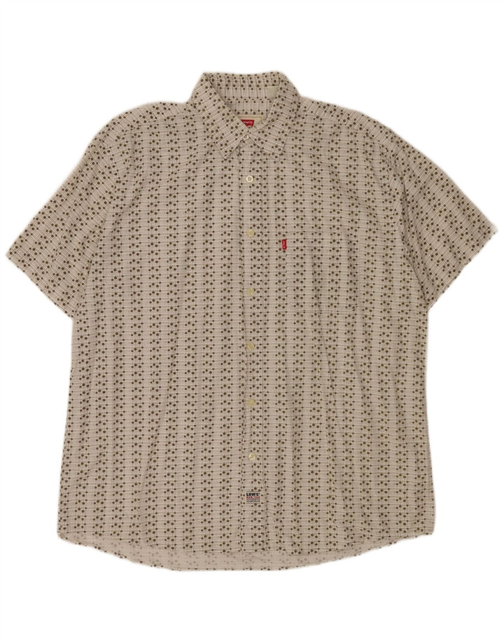 Camicia a maniche corte da uomo Levi's 2XL cotone geometrico bianco