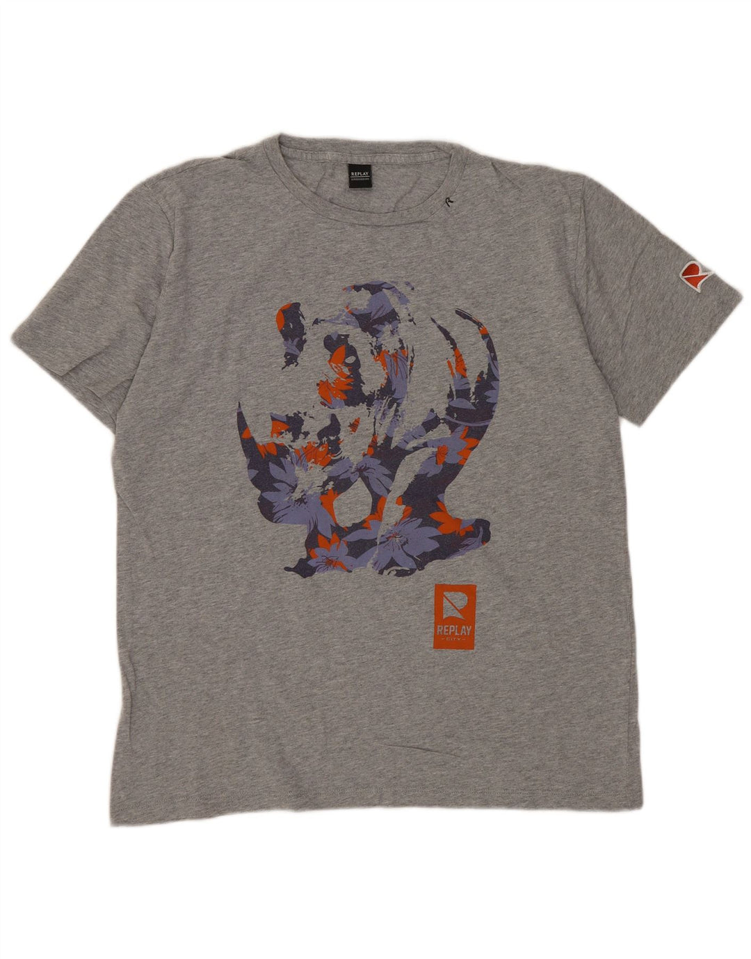 REPLAY Maglietta grafica da donna Top UK 16 Large Grigio