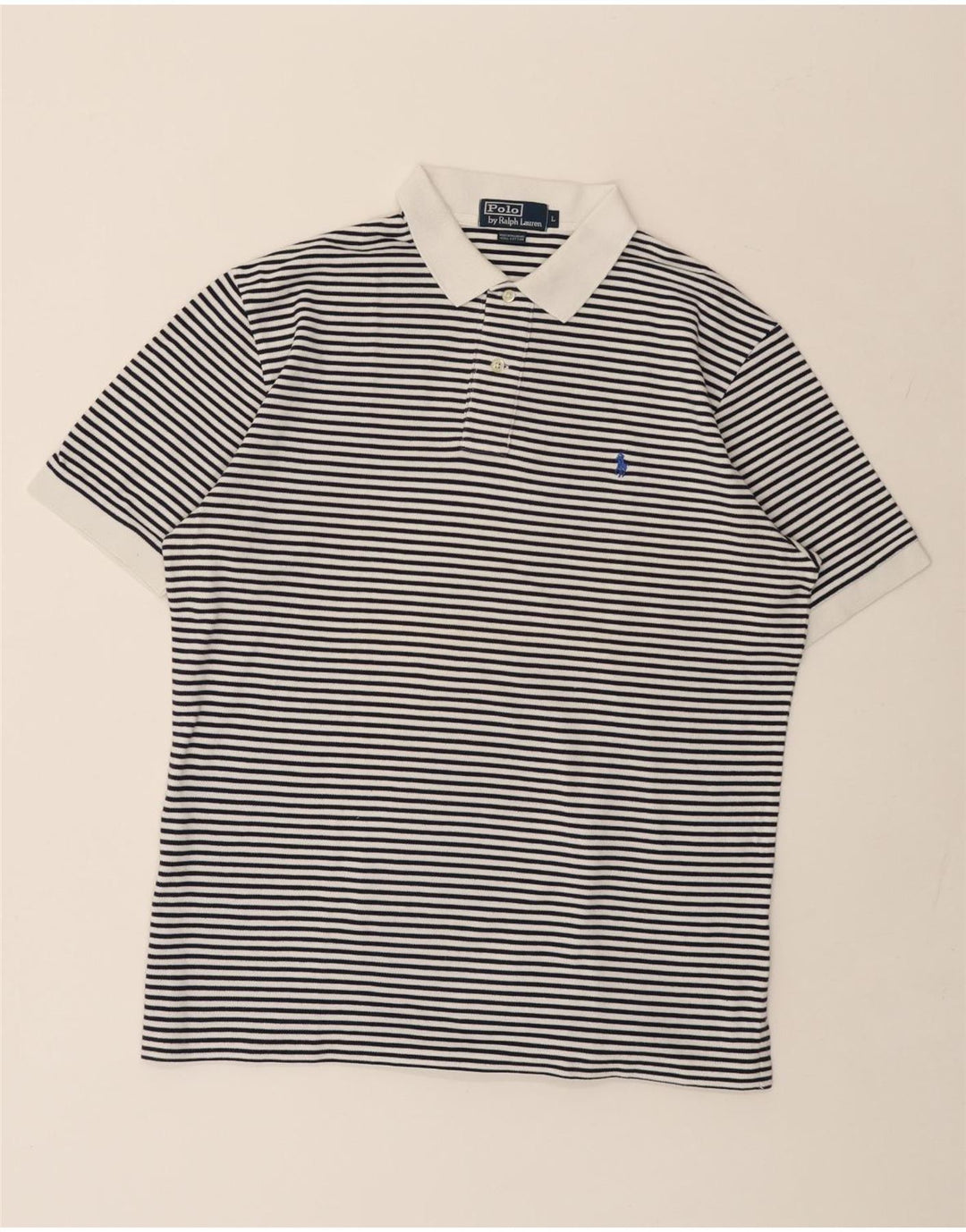 POLO RALPH LAUREN Polo da uomo grande in cotone gessato bianco
