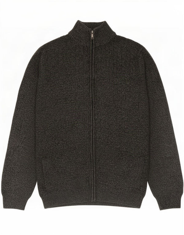 Maglione cardigan con zip intera da uomo Marks & Spencer XL acrilico chiazzato grigio