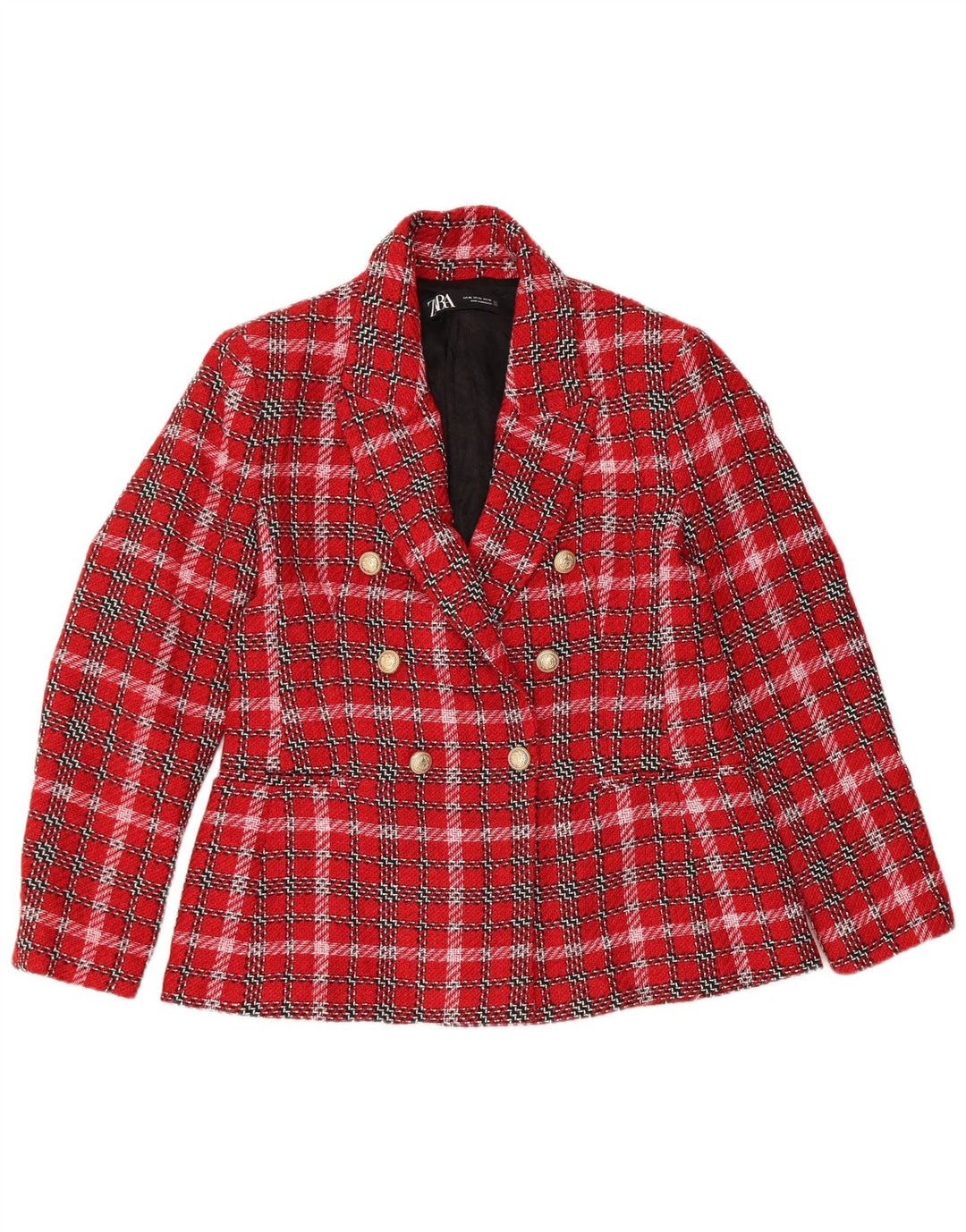 Giacca blazer doppiopetto da donna Zara UK 18 XL a quadri rossi