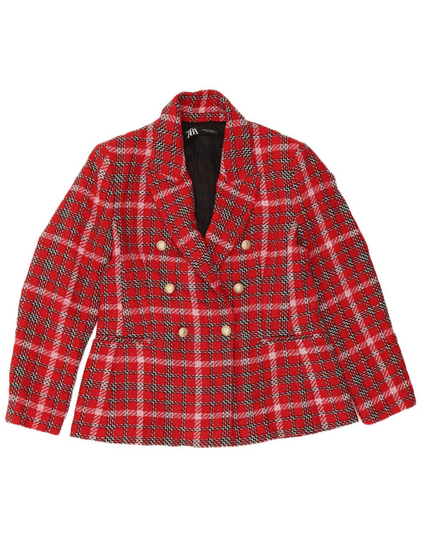 Giacca blazer doppiopetto da donna Zara UK 18 XL a quadri rossi