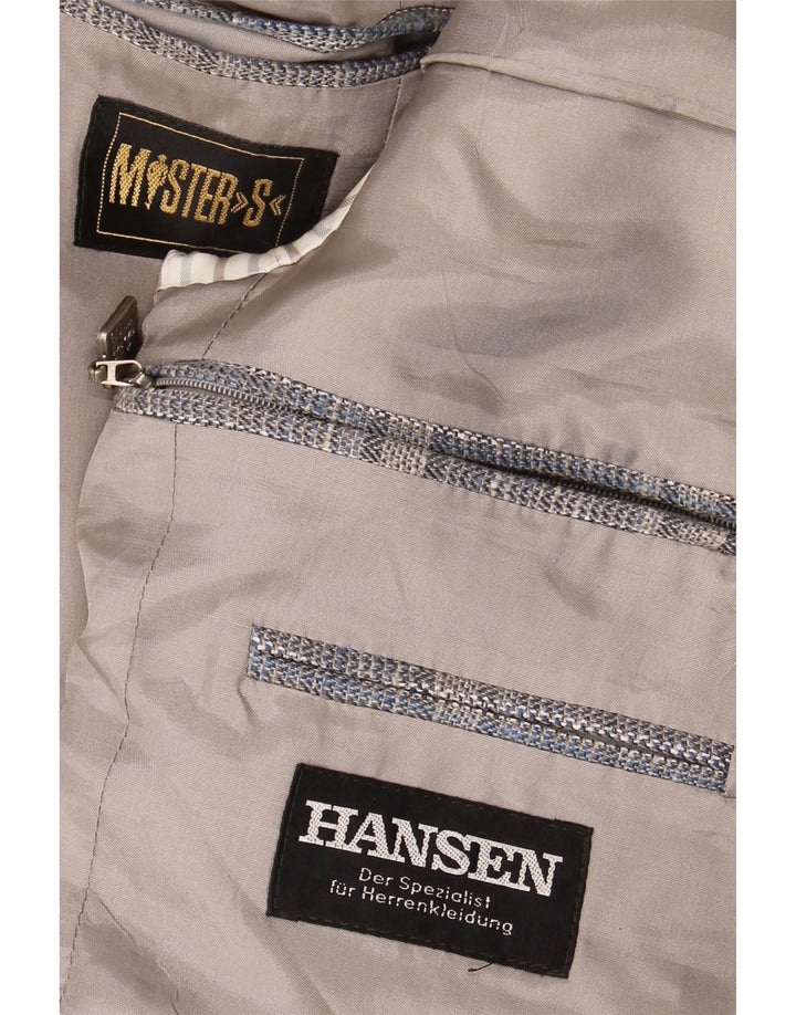 HANSEN Mens 2 Button Blazer Jacket UK 38 Medium Blue Check Wool Vintage Hansen and Second-Hand Hansen from Messina Hembry 