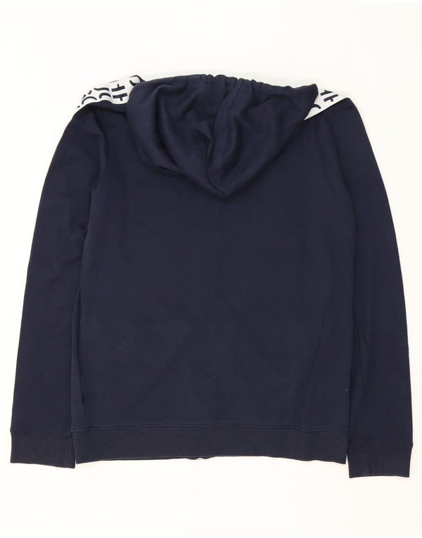 Hugo Boss Felpa con cappuccio grafica da uomo con zip grande color block blu navy