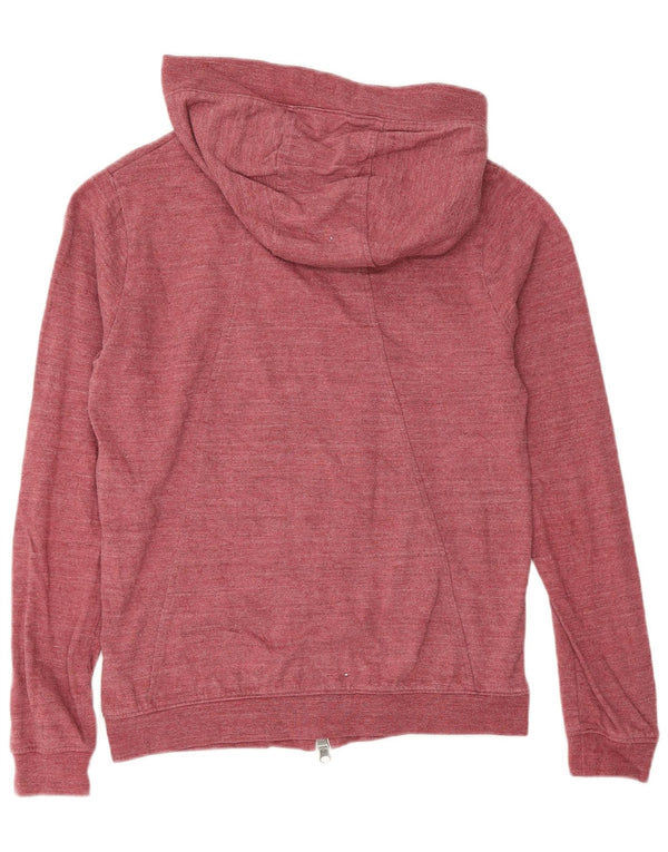 NIKE Womens Zip Hoodie Sweater UK 10 Small Burgundy Flecked Cotton