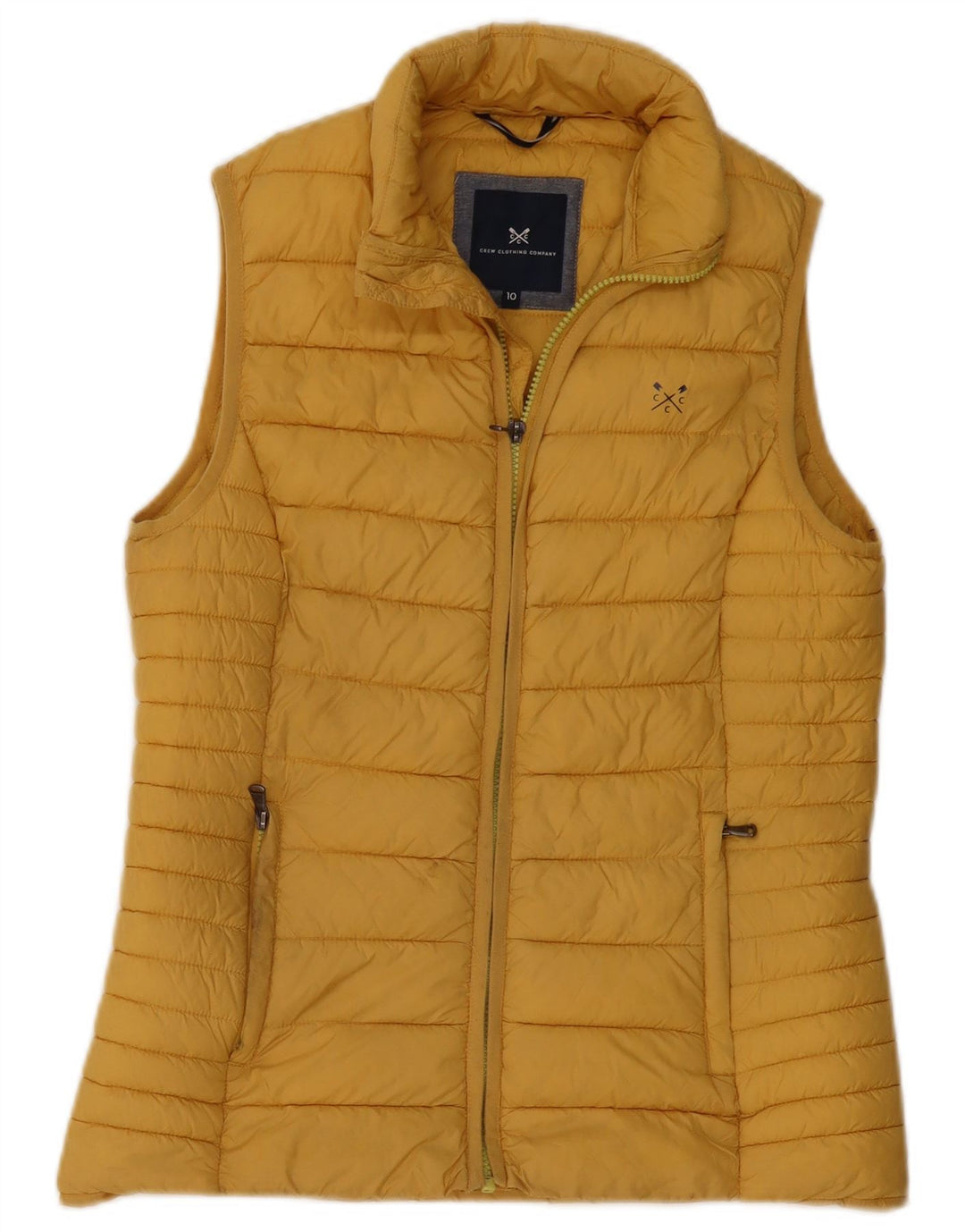 ABBIGLIAMENTO CREW Gilet imbottito da donna UK 10 piccolo nylon giallo