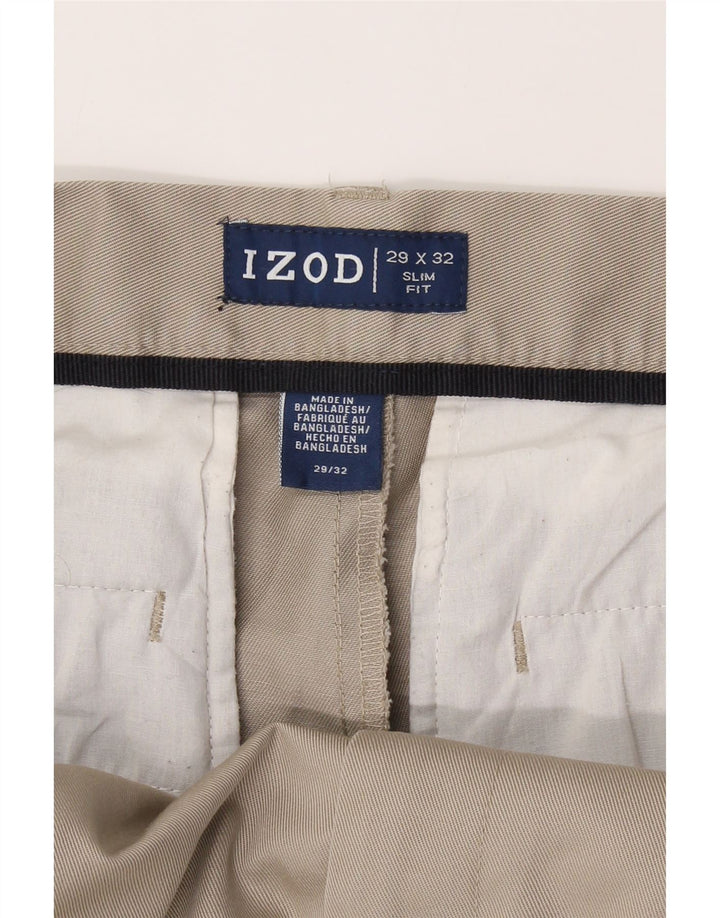 IZOD Mens Slim Fit Chino Trousers W29 L32 Beige Vintage Izod and Second-Hand Izod from Messina Hembry 