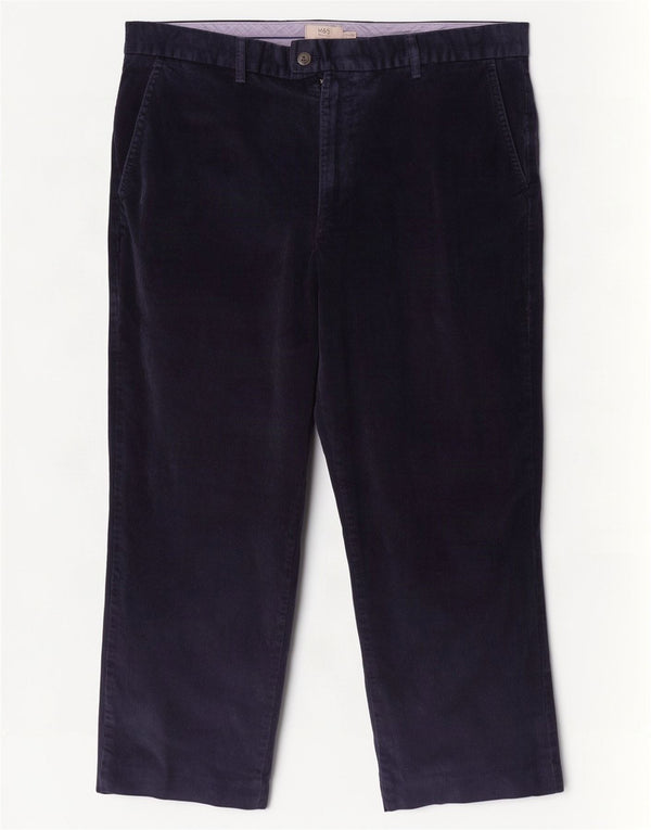 Pantaloni corti in velluto a coste da uomo Marks & Spencer W42 L25 cotone blu navy