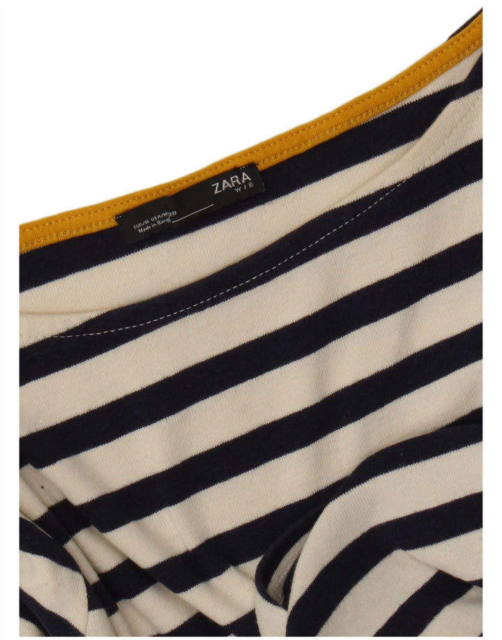 Top Zara da donna manica 3/4 UK 12 medio a righe nere