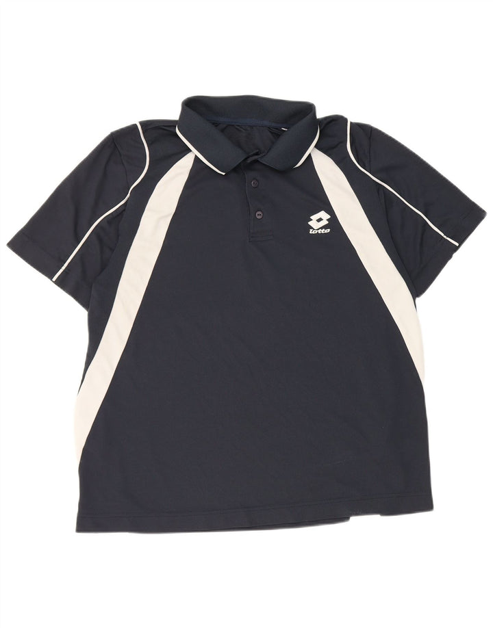 Polo da uomo Lotto in poliestere color block medio blu navy