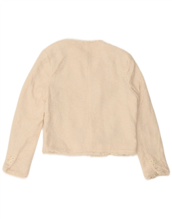 Giacca blazer aperta da donna Marks & Spencer UK 12 cotone bianco sporco medio