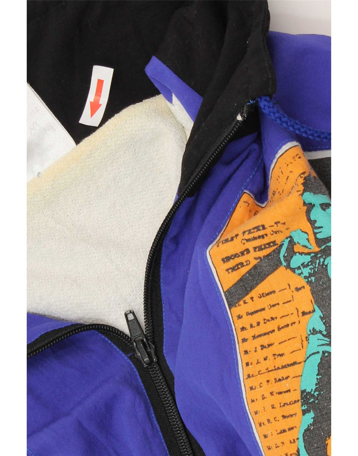 Giacca da ginnastica grafica da uomo vintage in poliammide patchwork blu medio