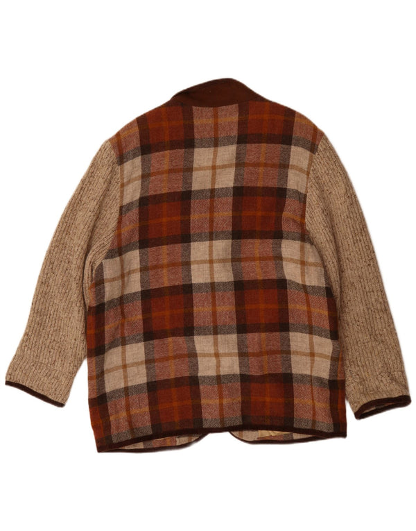 Giacca blazer vintage da donna a 3 bottoni UK 20 2XL Poliacrilico a quadri bordeaux