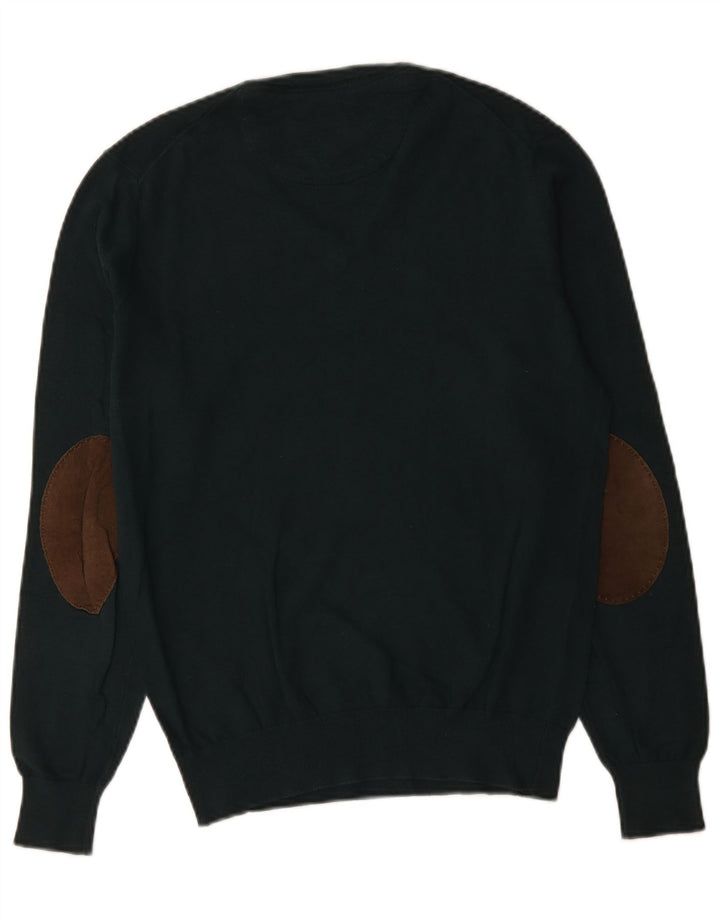 Massimo Dutti Maglione da uomo con scollo a V piccolo in cotone verde
