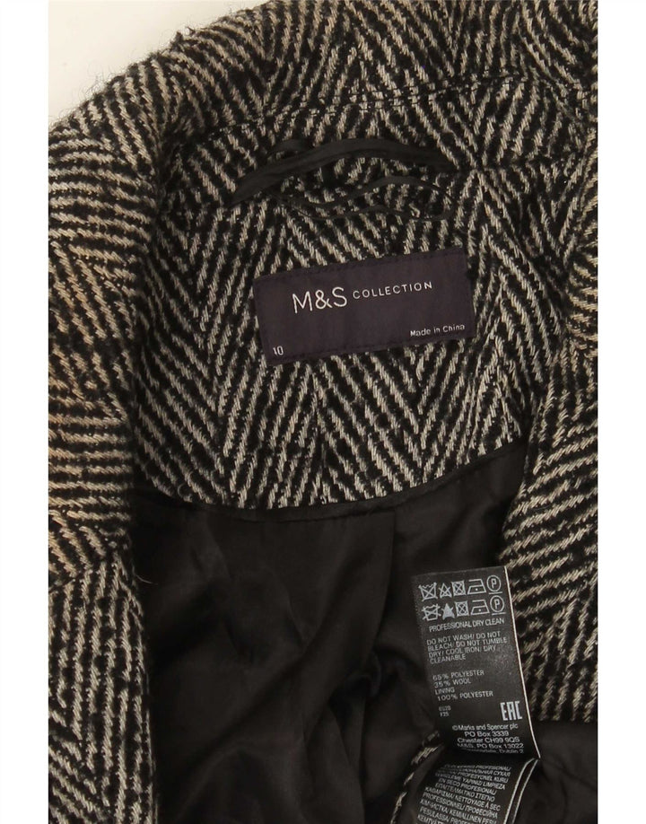 Cappotto doppiopetto da donna Marks & Spencer UK 10 piccolo grigio a spina di pesce