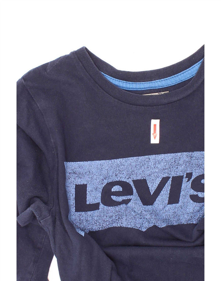 Levi's Maglietta grafica per ragazzi a maniche lunghe 9-10 anni in cotone blu navy