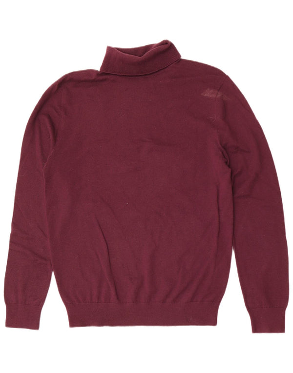 Maglione maglione a collo alto da donna Reiss UK 14 grande lana bordeaux