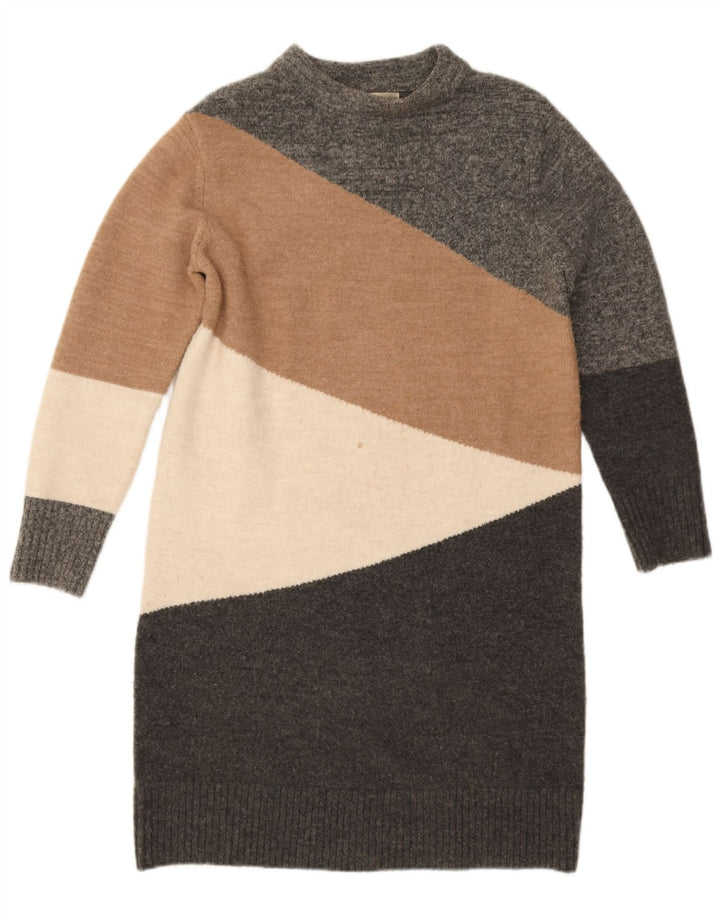 Abito maglione da donna Monsoon UK 14 Acrilico color block grigio medio