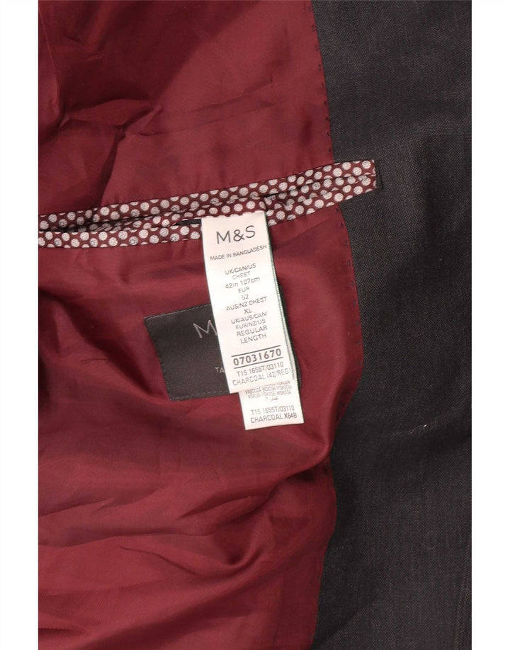 Giacca blazer a 2 bottoni Marks & Spencer da uomo UK 42 XL poliestere grigio