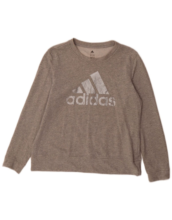 Felpa grafica da donna Adidas Maglione UK 16/18 Grande cotone grigio