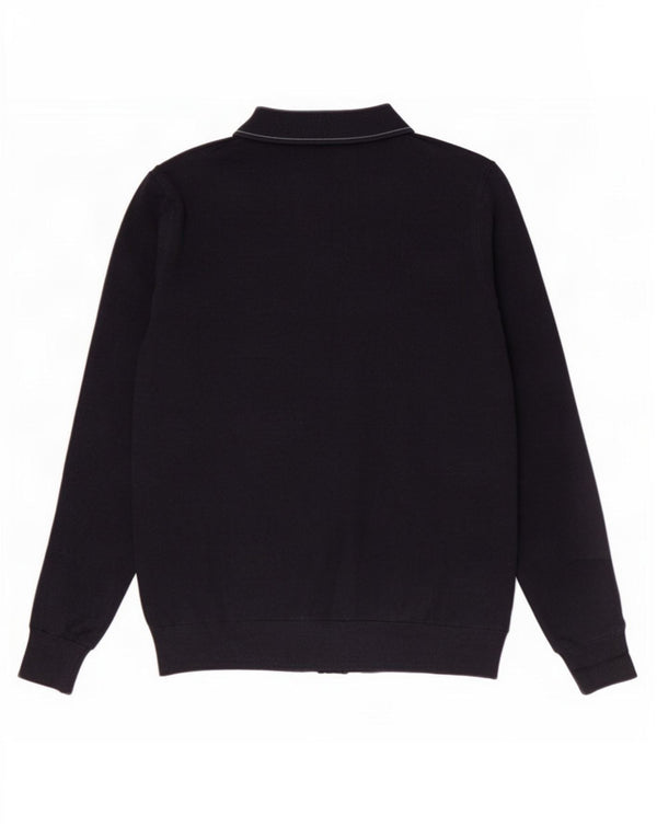 Maglione da uomo Marks & Spencer con collo alto in cotone blu navy medio