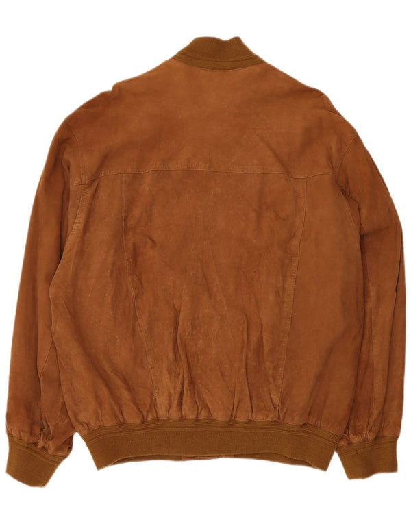 Giubbotto bomber da uomo in pelle scamosciata VINTAGE IT 58 4XL Pelle marrone