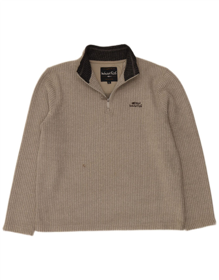 Maglione da uomo con collo con zip Weird Fish, grande poliestere beige