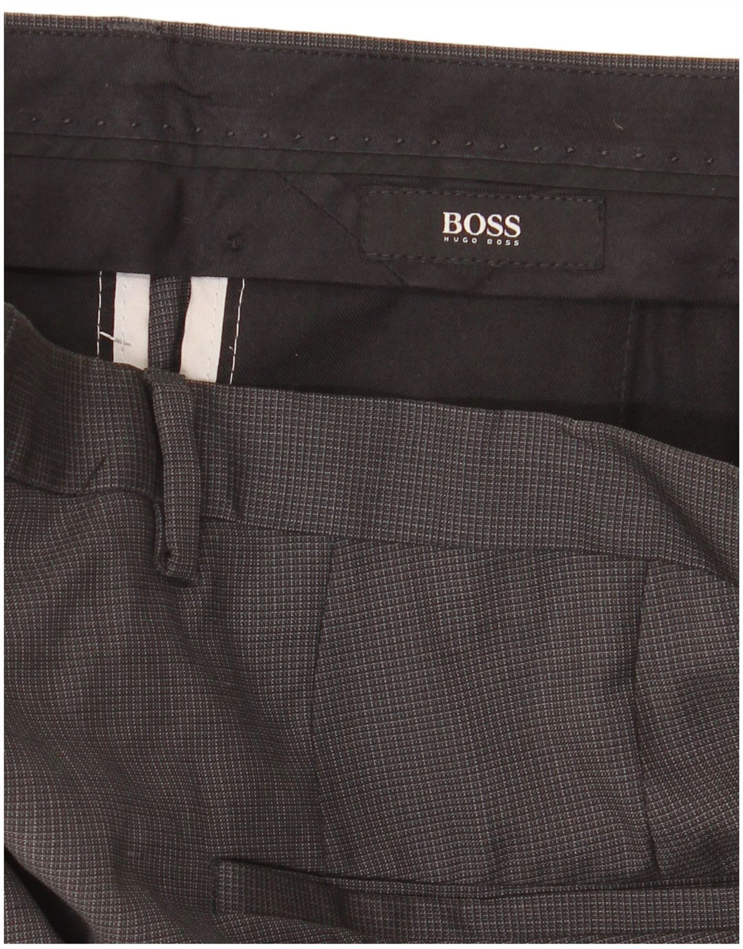 Pantaloni da abito dritti da uomo Hugo Boss IT 48 medio W34 L30 a quadretti grigi