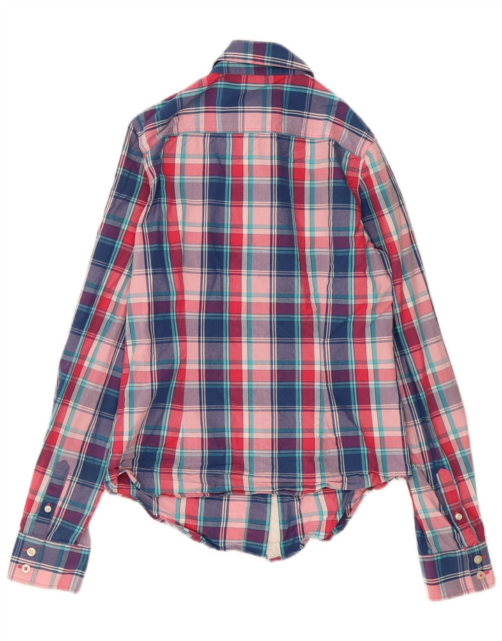 JACK WILLS Camicia da donna vestibilità classica UK 10 piccoli quadri multicolori