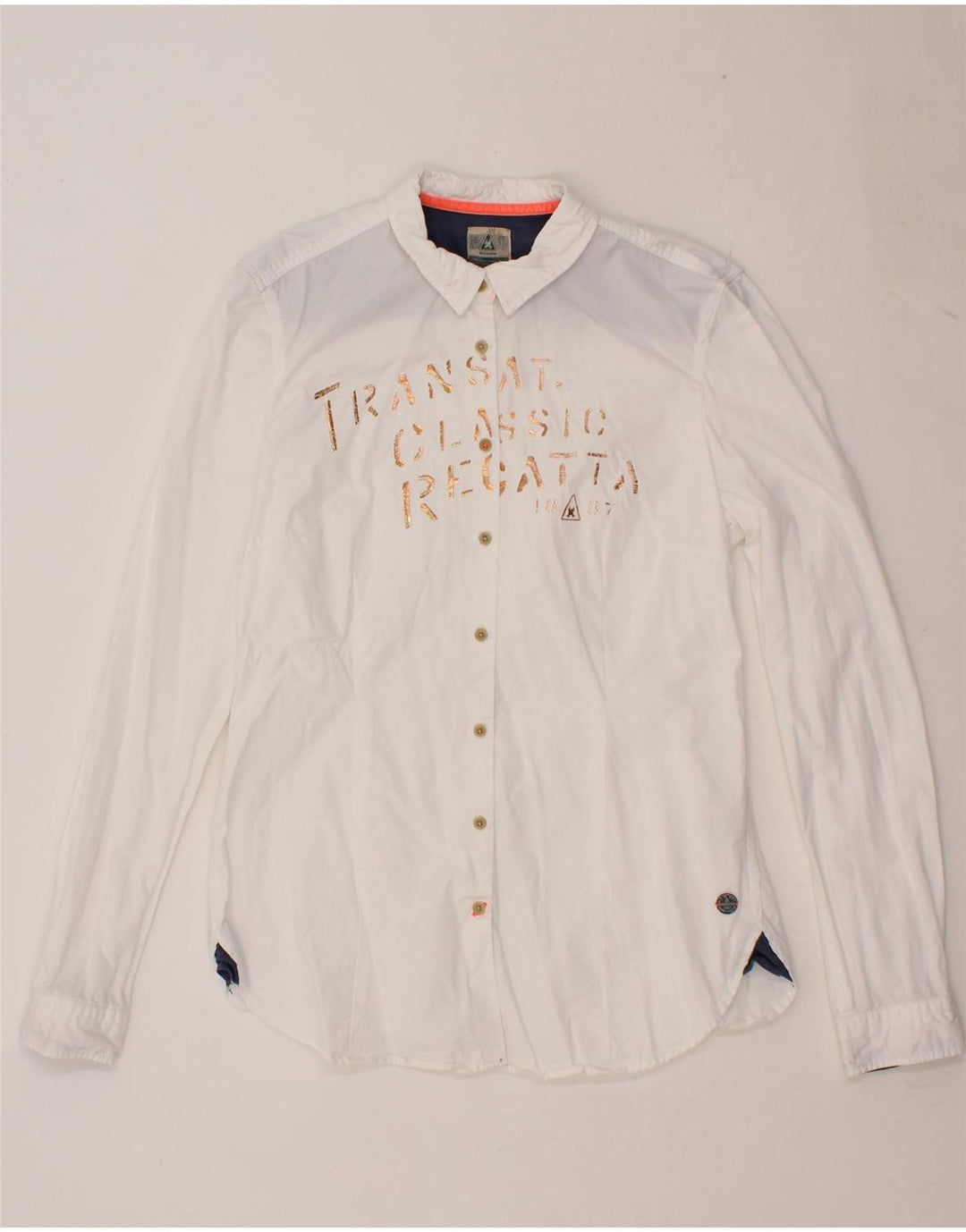 GAASTRA Womens Graphic Shirt UK 14 Large White Cotton Vintage Gaastra and Second-Hand Gaastra from Messina Hembry 