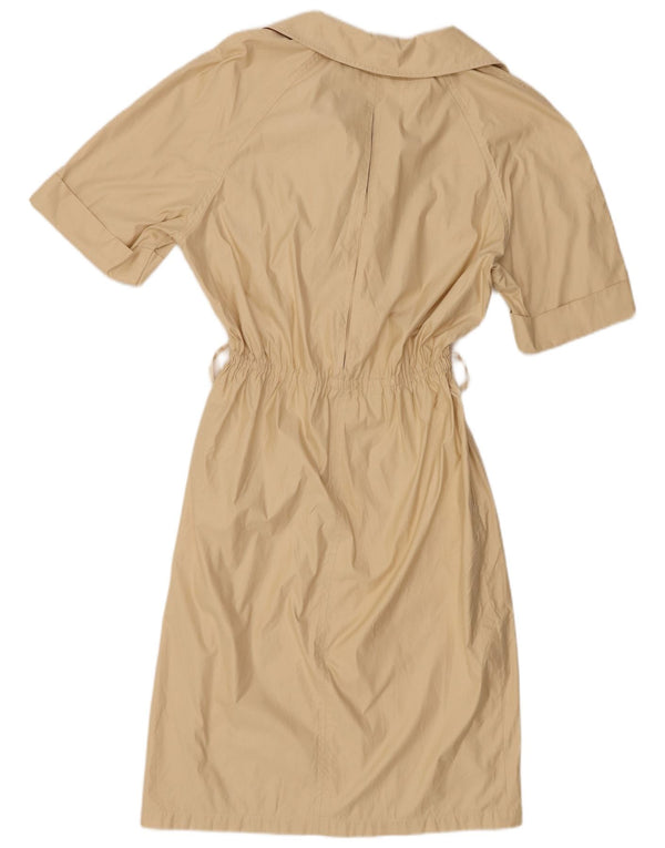 Abito camicia pullover a maniche corte da donna vintage UK 14 Beige medio