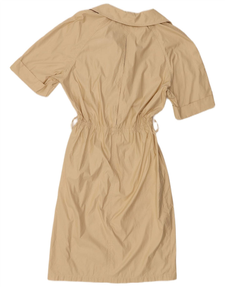 Abito camicia pullover a maniche corte da donna vintage UK 14 Beige medio