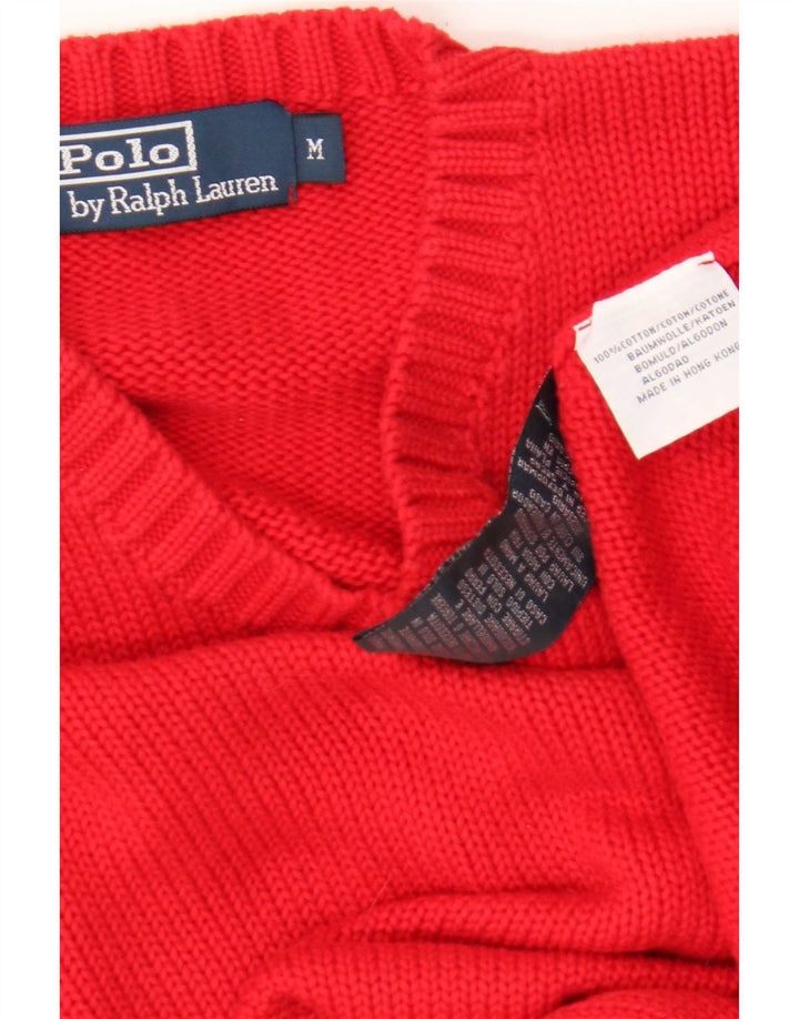 Polo Ralph Lauren Maglione da uomo con scollo a V in cotone rosso medio