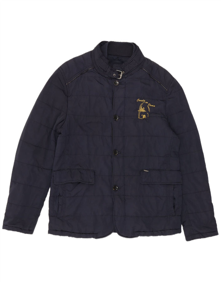 Giacca imbottita da uomo Zara UK 38 poliestere blu navy medio